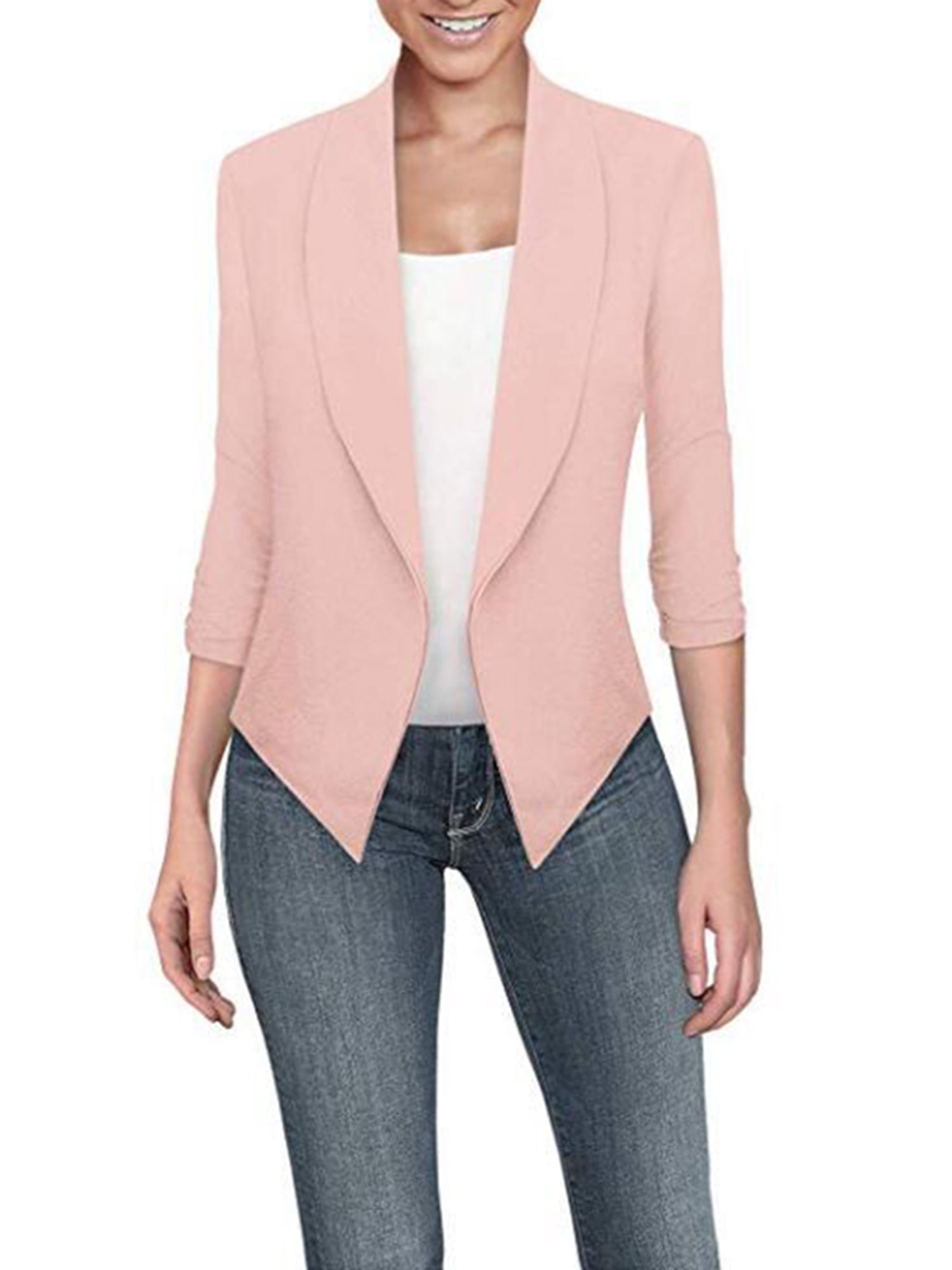 UKAP Women Cardigan Lapel Neck Formal Blazer Jacket Open Front Ladies