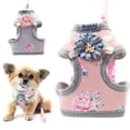thumbnail image 2 of Breathable Puppy Harness Set with Flower Pattern Traction Rope Small Dog Vest Harnesses - Ideal for Pet Walking, 2 of 8