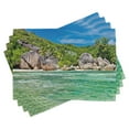 thumbnail image 1 of Ambesonne Tropical Place Mats Set of 4, Scenery of Island Tree, Standard Size, Blue and Fern Green, 1 of 6