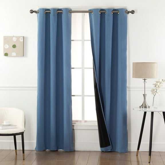 2-Piece 100% Blackout Thermal Curtains - Black Back & Grommets - 4 SIZES