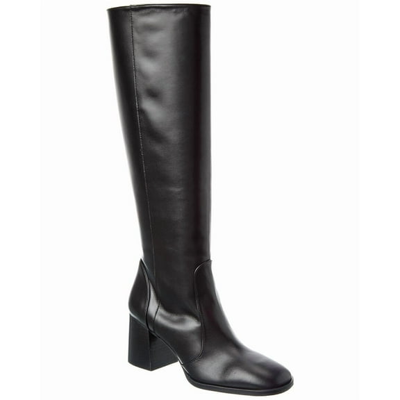 Stuart Weitzman Nola Zip Leather Knee-High Boot, 9.5, Black