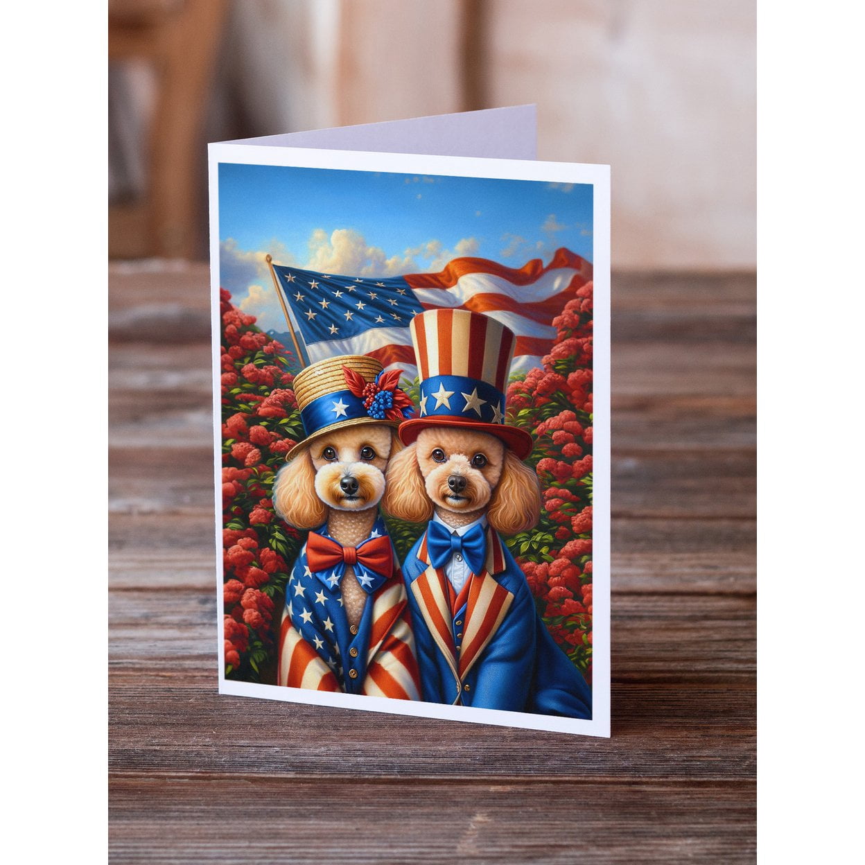 All American Poodle Greeting Cards Pack of 8 7 in x 5 in