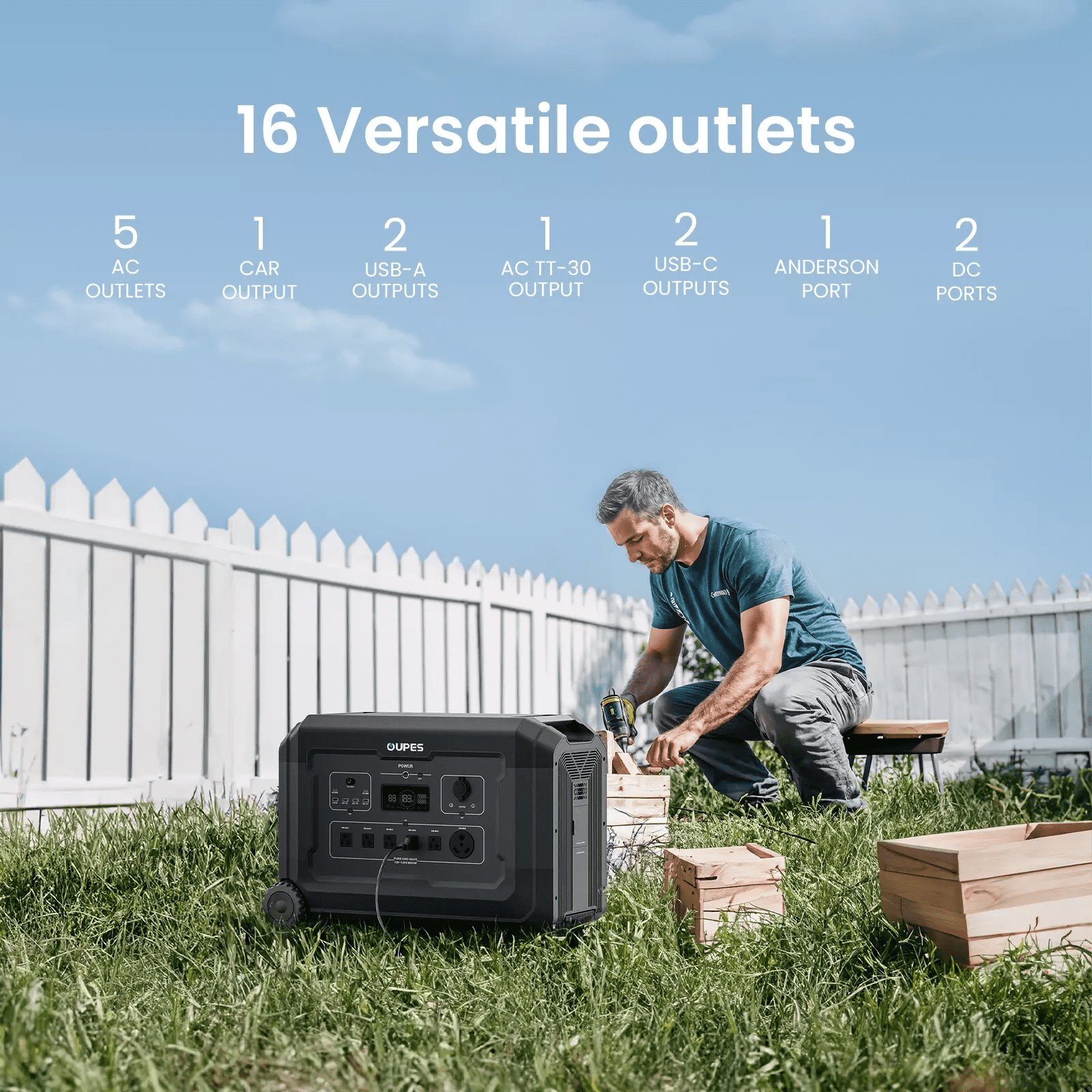 OUPES Mega 5 4000w 5040Wh Power Station Solar Generator+6x240W Solar Panel, Emergency, Home Backup