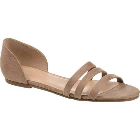 

Women s Journee Collection Gildie Flat Sandal Taupe Microsuede Fabric 6.5 M