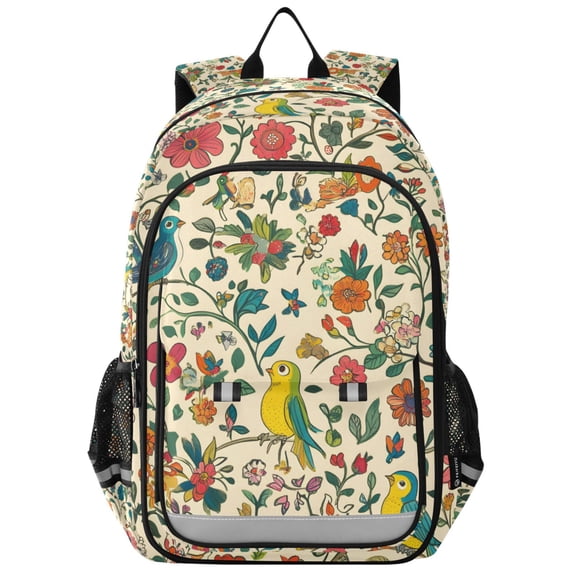 FORMRS Unisex School Backpack 17" Student Travel Bag with Laptop Compartment, Beige Cartoon Animals