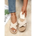 thumbnail image 1 of Women Criss Cross Strap Espadrille Slide Sandals, Vacation Outdoor Polyester Flat Sandals, 1 of 4