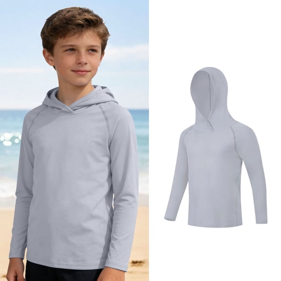 Boy Hoodies Long Sleeve Rash Guard Shirts Boys Quick Dry Sun Shirt Boy Swim Shirt Boys Swimsuit Size 11-12 Years