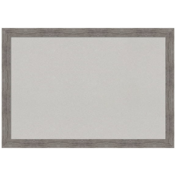 Amanti Art Grey Cork Board Framed Pinstripe Plank Grey Narrow Bulletin Board 39 in. x 27 in.