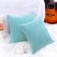 thumbnail image 2 of PiccoCasa Throw Pillowcase Corn Striped Corduroy Cushion Covers Set of 2, Pale Blue 18" x 18", 2 of 7