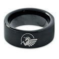 thumbnail image 2 of Tungsten Unicorn Pegasus Horse Creature Band Ring 9mm Men Women Comfort Fit Black Flat Cut Brushed Polished, 2 of 4
