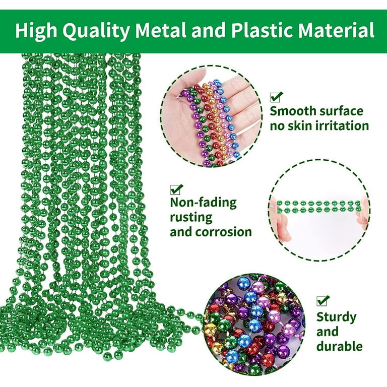 33 Inch mm Metallic Purple Bead Necklaces, 6pcs Mardi Gras Beads