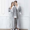 thumbnail image 5 of Miluxas Mens Long Robe Soft Warm Fleece Plush Bathrobe Men Sleepwear Pajamas Housecoat Nightgown Gray 10(XL), 5 of 6