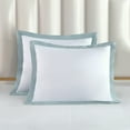 thumbnail image 3 of THE COTTON & SILK 100% Luxury Long-Staple Cotton Pillow Sham / Pillowcase, Set of 2, with Envelope Closure on the back, White + Misty Blue, Queen Size, 3 of 4