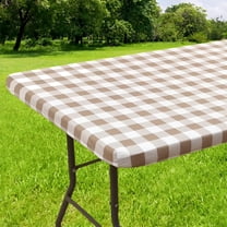 AUQ Rectangle Picnic Table Cloth,Elastic Waterproof Fitted Vinyl Tablecloth for 4 Ft Tables,Flannel Backed Buffalo Plaid Table Covers for Dining,Camping,Outdoor (Black and White,30" X 48")