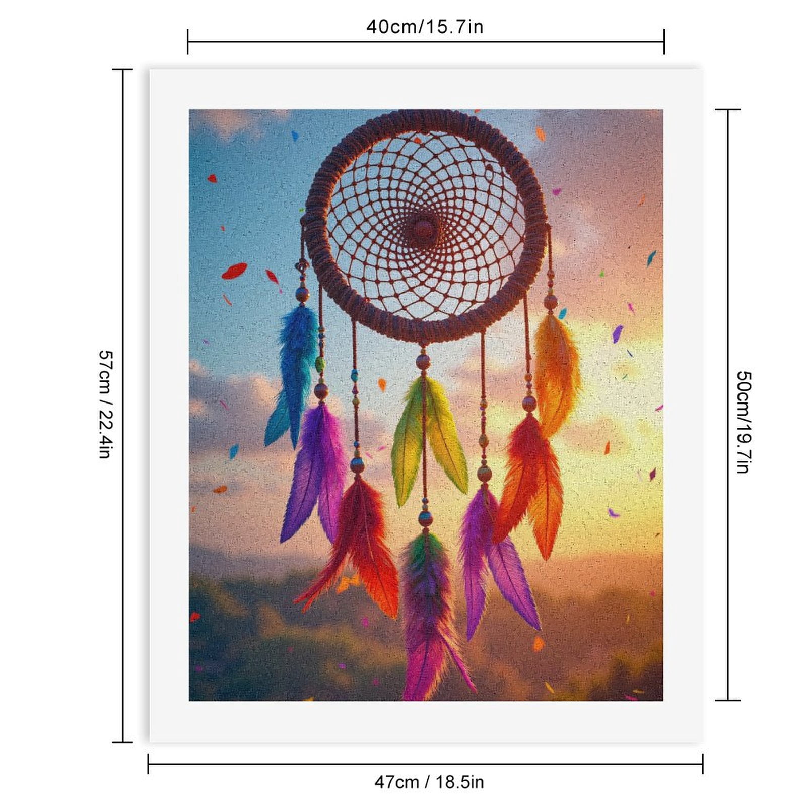 Paint By Numbers Kit for Adults Beginner - Colorful Feather Dream Catcher Sunset DIY Canvas Painting Kits for Adults, Frameless Paint By Number for Adults for Home Wall Decor 16x20 Inch