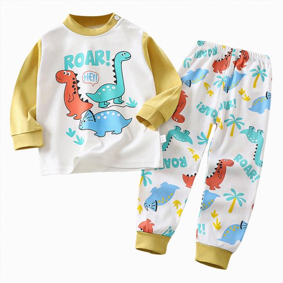 Ulanda Toddler Baby Boy Fall Winter Clothes Cute Parrem Long Sleeve Sweatshirt Pullover Tops Pants Outfit Set (Light Yellow, 3-4 Years)