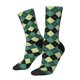 thumbnail image 1 of Balery Green Squares Calcetas Largas con Estampado para Hombre y Mujer – Suaves y Transpirables, Talla Única (US 5-11), 1 of 6