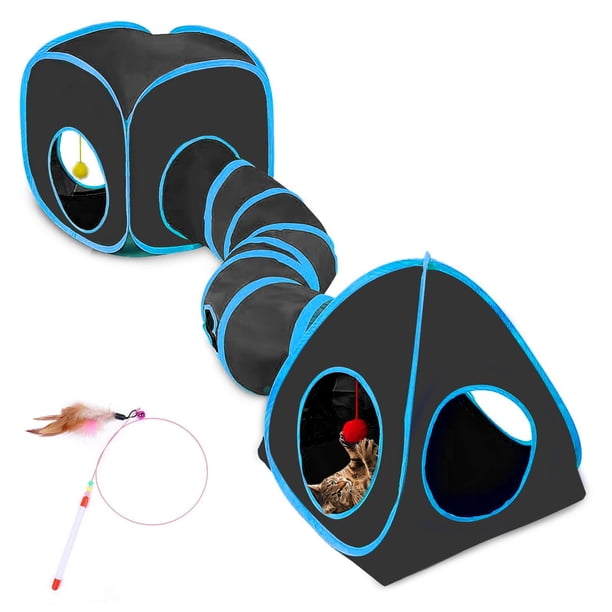 Túneles para gatos + tienda para gatos + juguete de plumas para gatos de interior Maikolerfeng
