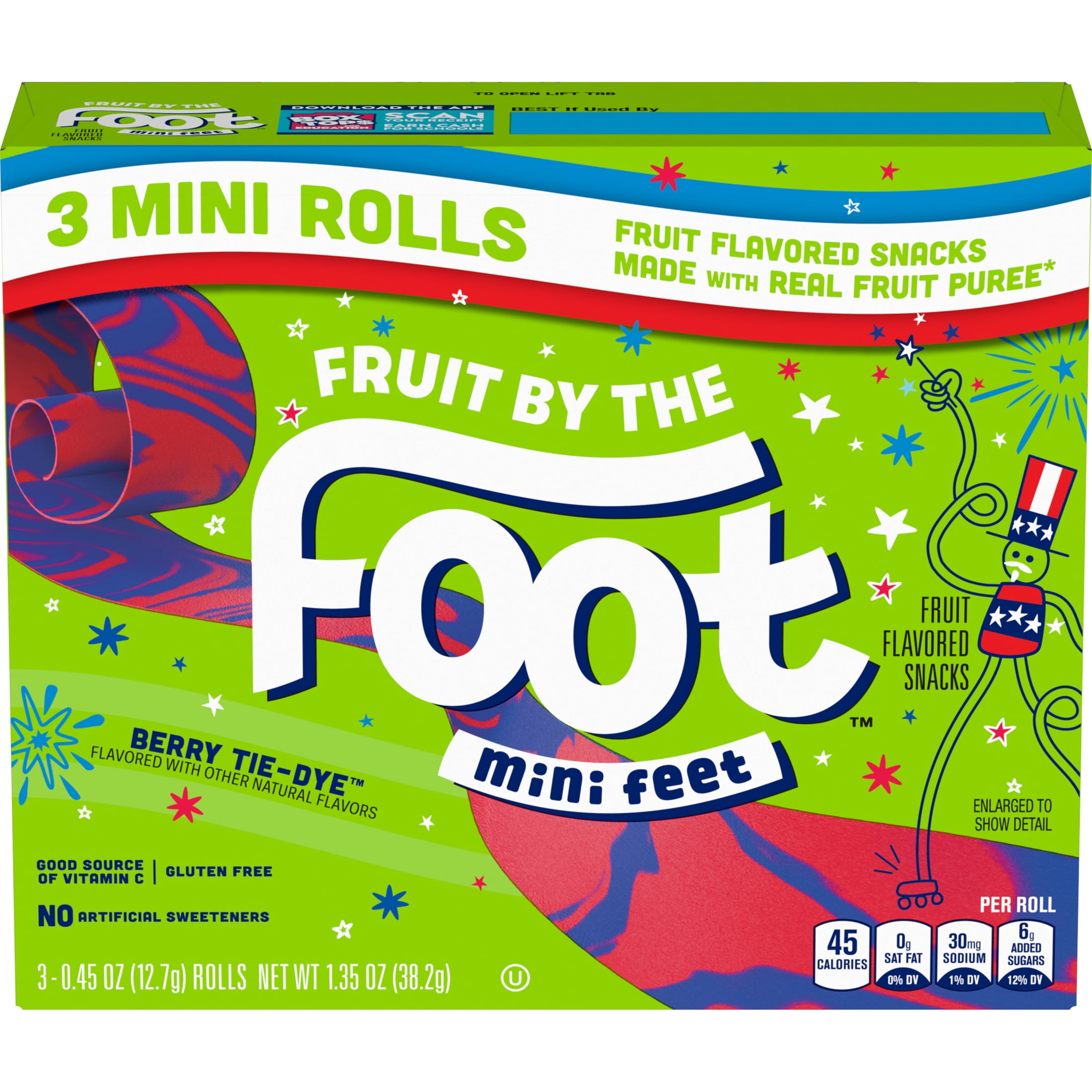 (12 pack) Fruit by the Foot Berry Tie Dye Mini Snacks 3 Count