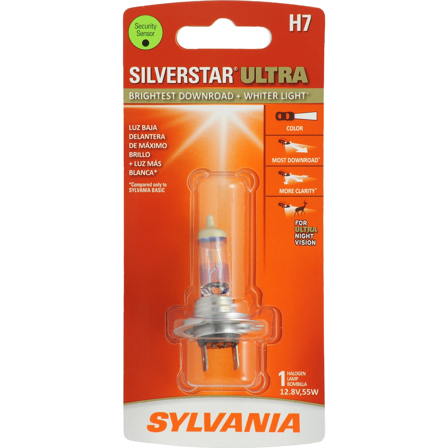 Sylvania H7 SilverStar Ultra Halogen Headlight Bulb, Pack of 1