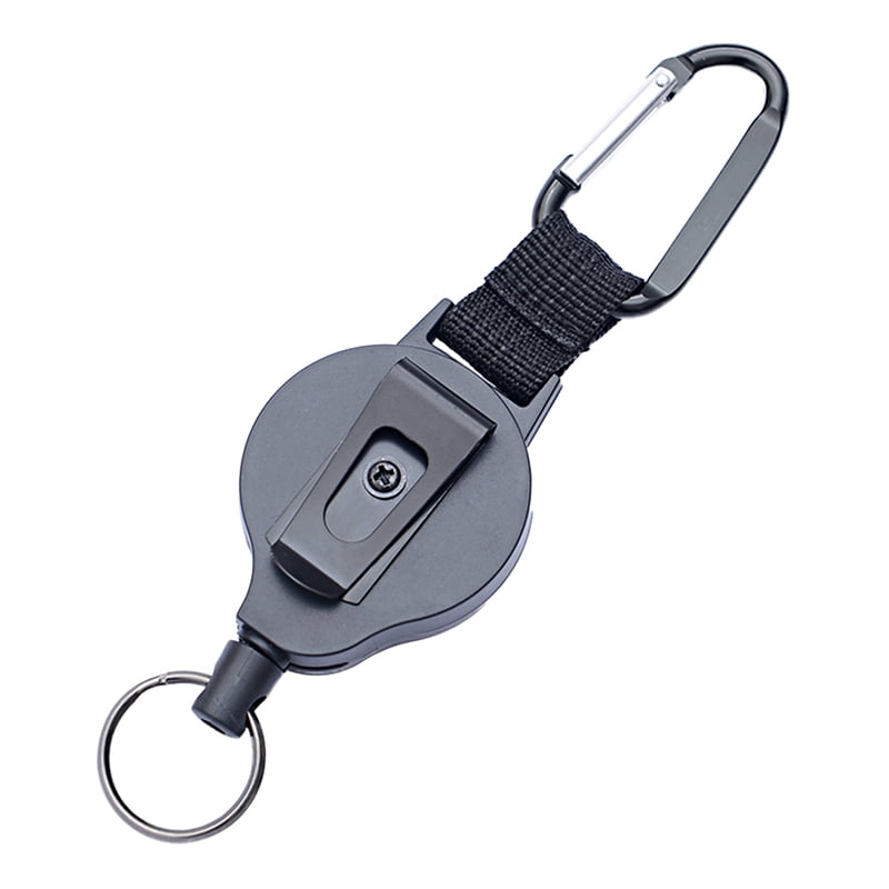 Gift Idea 2" Pull Reel Key Chain Keychain w 38" Retractable Cable Cord US SELLER 