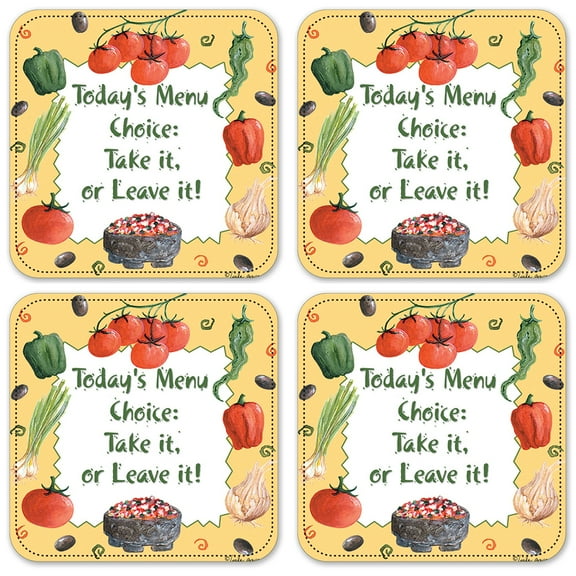 Vinyl Drink Coasters - Set of 4 - Today's Menu