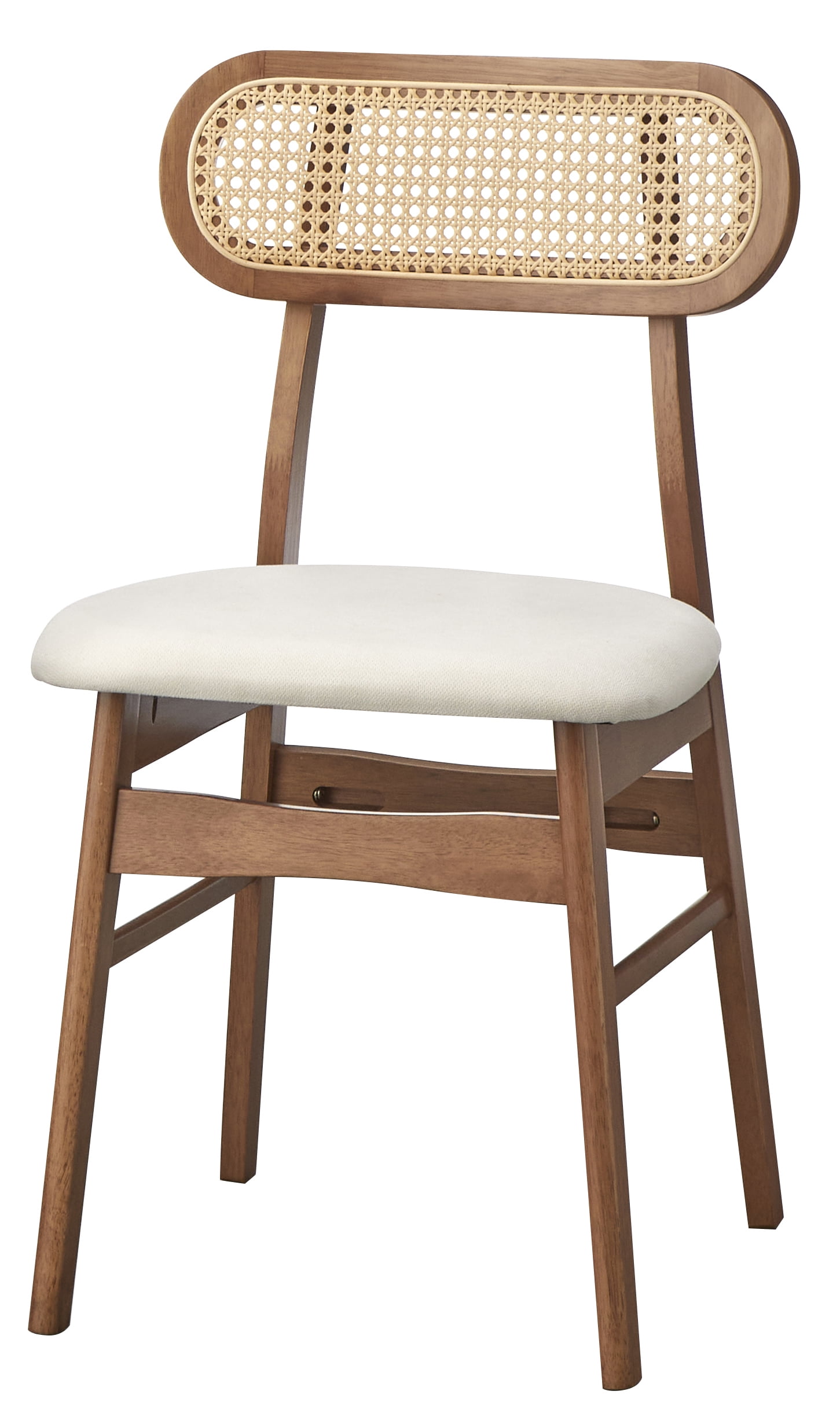 TMS Rika Cane Back Dining Chair (Set of 2), Light Walnut/Beige