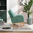 thumbnail image 3 of 26.8"W Modern Rocking Chair for Nursery, Mid Century Accent Rocker Armchair With Side Pocket, Upholstered High Back Wooden Rocking Armchair Chair for Living Room Baby Kids Room Bedroom, Green, 3 of 7