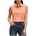 thumbnail image 3 of Favoffer Women's Sleeveless Shirt Plaid Lapel Button Front Sleeveless Linen Casual Blouse for Fashion Simple Wear, 3 of 7