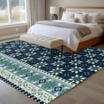 thumbnail image 4 of Dark Blue Flowers Area Rugs 6'x9', Washable Small Throw Rugs for Kitchen Dining room, Vintage Rustic Abstract Floral Aesthetic Indoor Outdoor Rug Non-Slip Low Pile Carpet Runner Reversible Floor Mats, 4 of 8