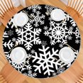 thumbnail image 2 of Black Christmas Snowflake Pattern Round Fitted Tablecloth with Elastic Edge,Dining Table Cover Waterproof,Outdoor Round Tablecloth for Camping,Dining,Indoor and Outdoor, 2 of 7