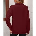 thumbnail image 3 of SWSMCLT Women's Half Zip Sweatshirt Thermal Long Sleeve High Neck Polar Fleece Sweat Shirt Zip Top Fall Fashion Burgundy Small, 3 of 4