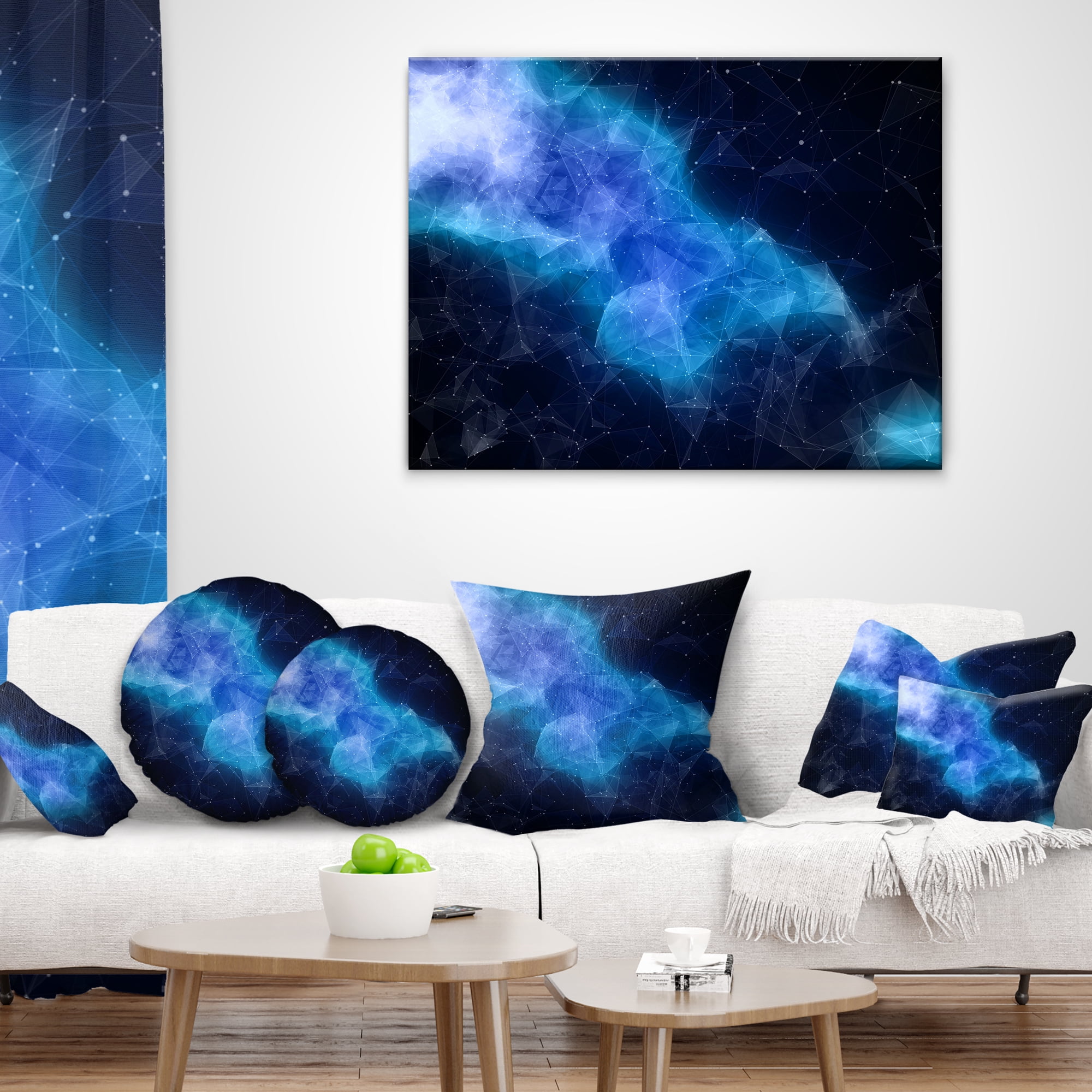 Designart Blue Nebula in Cosmos - Contemporary Throw Pillow - 18x18