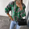 thumbnail image 2 of FEIFLY Women Fashion V Neck Long Sleeve Single Cardigan Sweater Coats Retro Loose Casual Knitted Tops Solid Color Female Outwear, 2 of 4