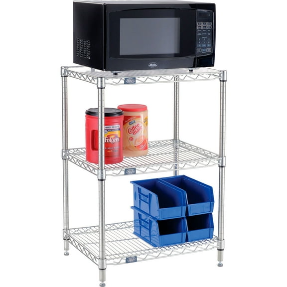 Nexel 3 Shelf Poly-Z-Brite Microwave Wire Shelving Unit Starter 24""W x 18""D x