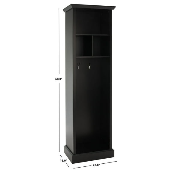 SAFAVIEH Home Collection Layli Farmhouse Black 4-Shelf 2-Hook Top Storage Hall Tree Fully Assembled