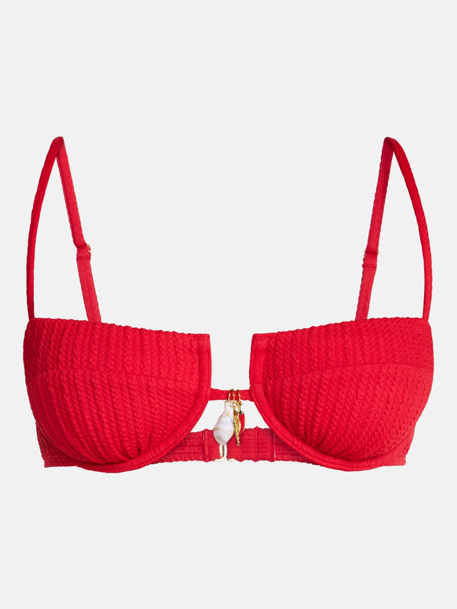 No Boundaries Chili Pepper Charm Underwire Bikini Swim Top, Women's XXS-XXL