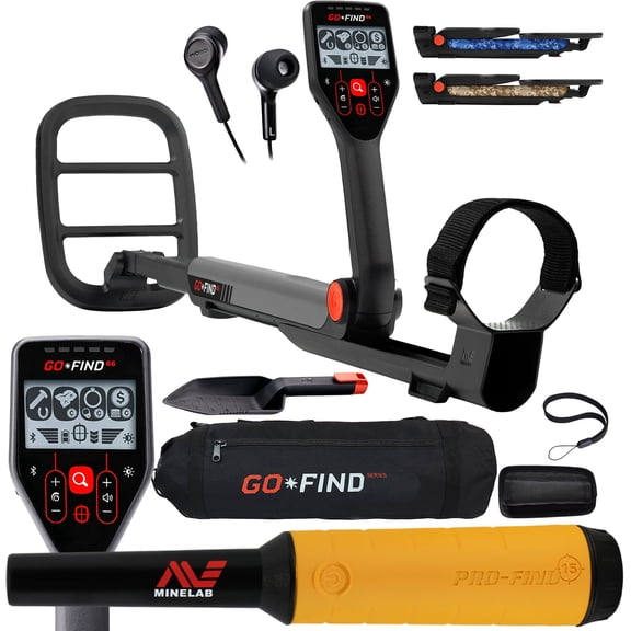 Minelab GO-FIND 66 Metal Detector with PRO-FIND 15 Pinpointer & Black Carry Bag
