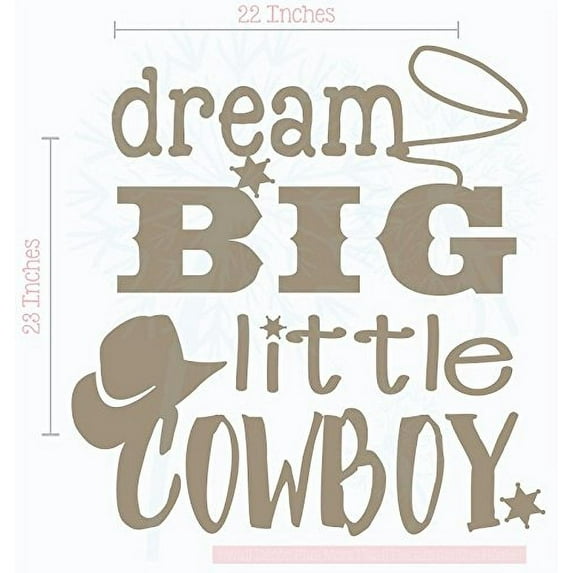Dream Big Little Cowboy Western Vinyl Letter Art Boy Wall Decor Decals 22x23-Inch Tumbleweed