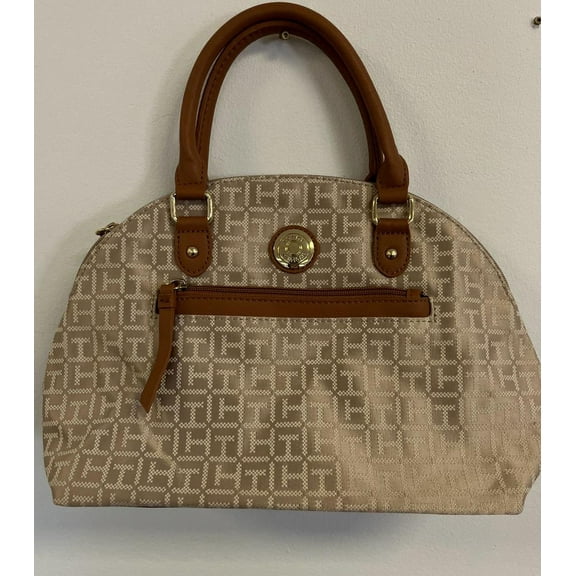 Tommy Hilfiger TH Logo, Dome Satchel, Beige