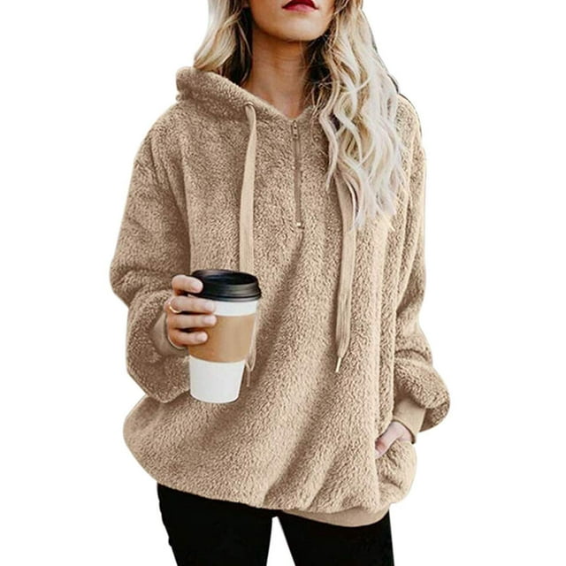 Sudadera con capucha Century Star para mujer, sudaderas con capucha borrosas, color caqui