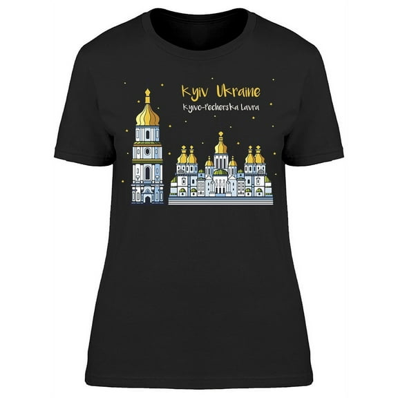 Cartoon Kiev Ukraine Church T-Shirt Women -Image by Shutterstock, Female 3X-Large