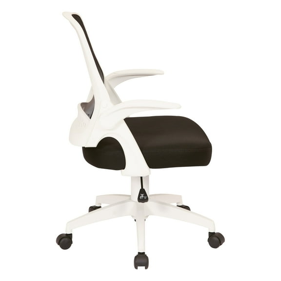 OSP Home Furnishings Jackson Office Chair with Black Mesh and White Frame including Flip Arms