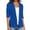 Blue -BN14, variant on Linen Blazer Women Cotton 3/4 Ruched Sleeve Notch Lapel Single Button Jacket Business Office Outerwear with Pockets Black S