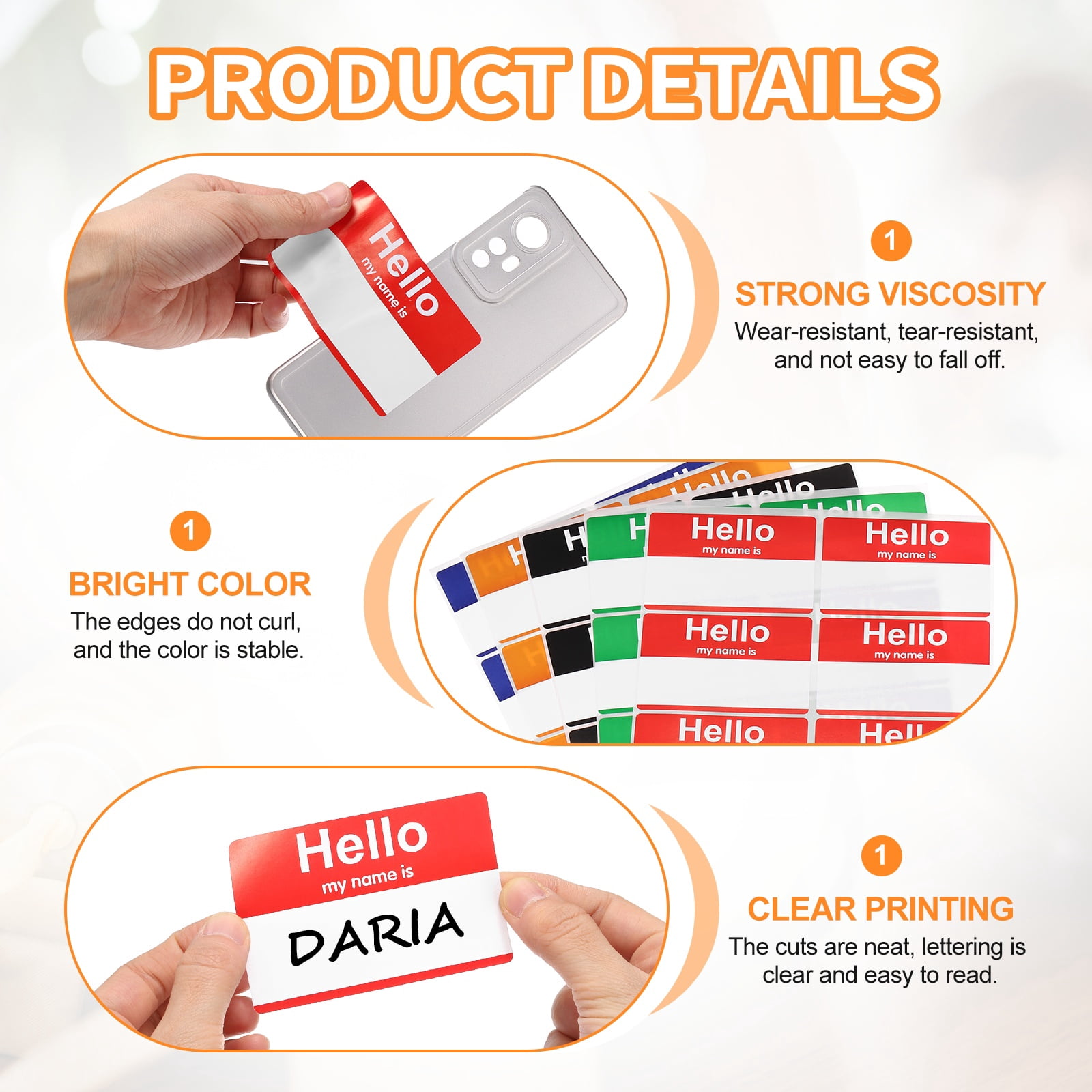 480 Pcs Peel and Stick Badges, 9.65 x 7.28 Inches Identification Stick Badge Name Tags Stickers Easy-to-tear Strong Adhesion for Desk Bag Meetings Conferences Parties, Red