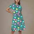 thumbnail image 2 of Hrsba Kids Summer Dress,Casual Dress for Girls,Toddler Kids Girls Print Short Sleeve Stretchy Dress A Line Dress, 2 of 5