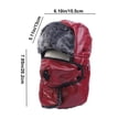 thumbnail image 3 of Gorro de invierno de cuero con forro polar grueso y cálido para montar a caballo, máscara desmontable, gorro de esquí para la lluvia, gorro de felpa, 3 of 6
