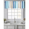 thumbnail image 4 of Valances for Windows Ombre Blue Beige Stripes Rod Pocket Cafe Window Treatments Valance Curtains for Kitchen Bathroom Laundry Basement Windows 54"x18", 4 of 9