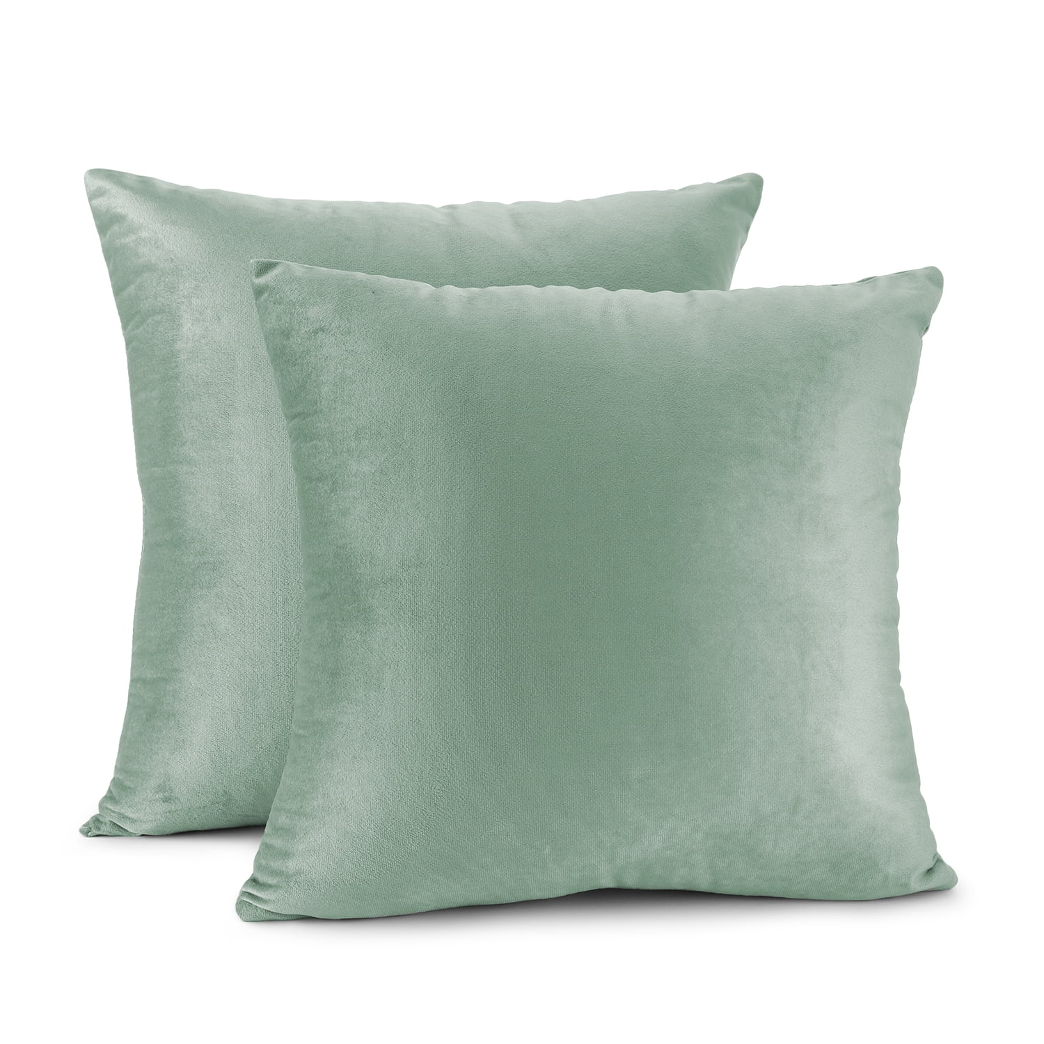 Clara Clark Plush Solid Decorative Microfiber Square Throw Pillow Cover with Throw Pillow Insert for Couch, Mint, 24"x24"", 4 Piece Decorative Soft Throw Pillow Set