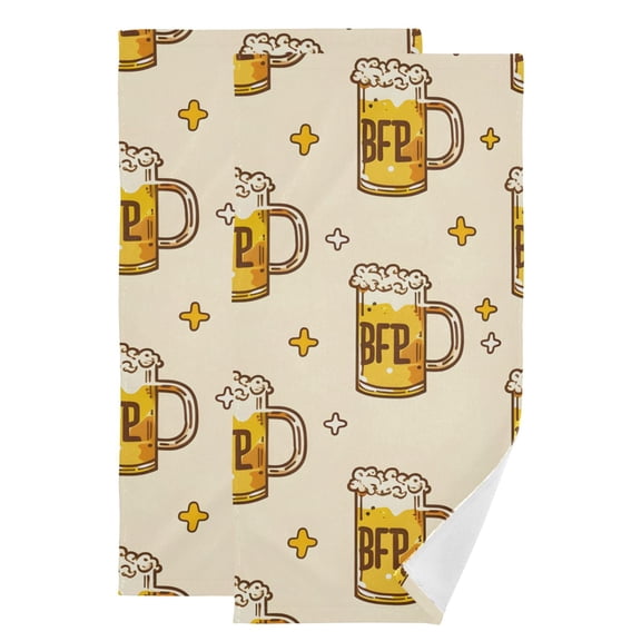 Cartoon Beers and Stars Hand Towel Absorbent Bath Towels for Bathroom Sports Gym 28" x 14" Set of 2